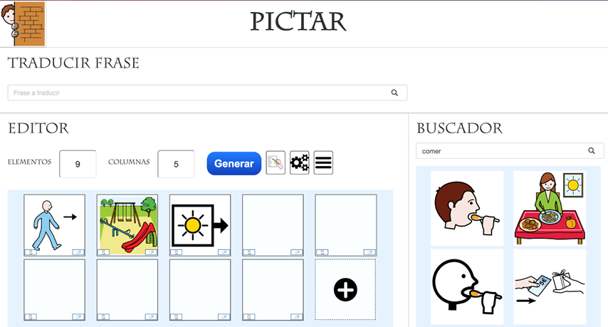 Página inicial de la aplicación web PICTAR